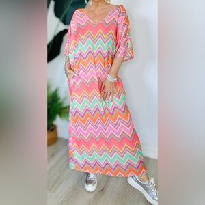 FABULOUS CHEVRON / ZIG ZAG MAXI DRESS - BNWT - ONE SIZE